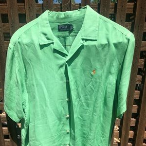 Ralph Lauren Lime Green Linen Silk Camp Shirt